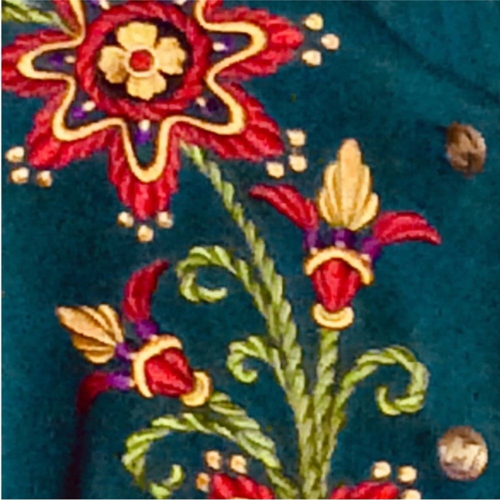 BOB MACKIE Wearable ART Sweater Jacket With FLORAL Embroidery Size Medium - Picture 3 of 9